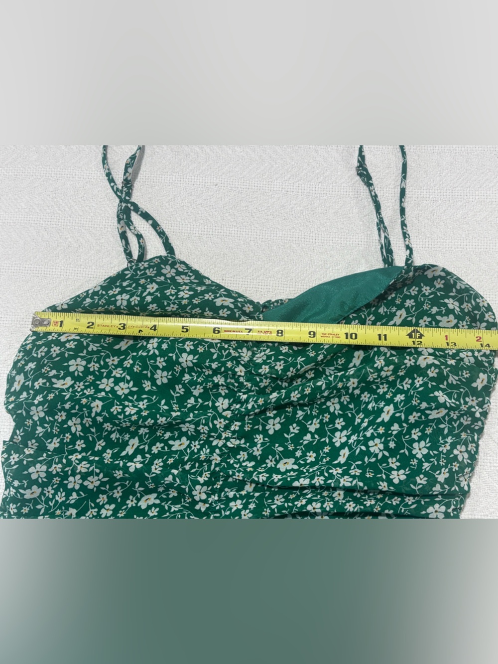 🩷Lulu's Teal Green Floral Ruched Spaghetti Strap Mini Dress - Picture 5 of 10